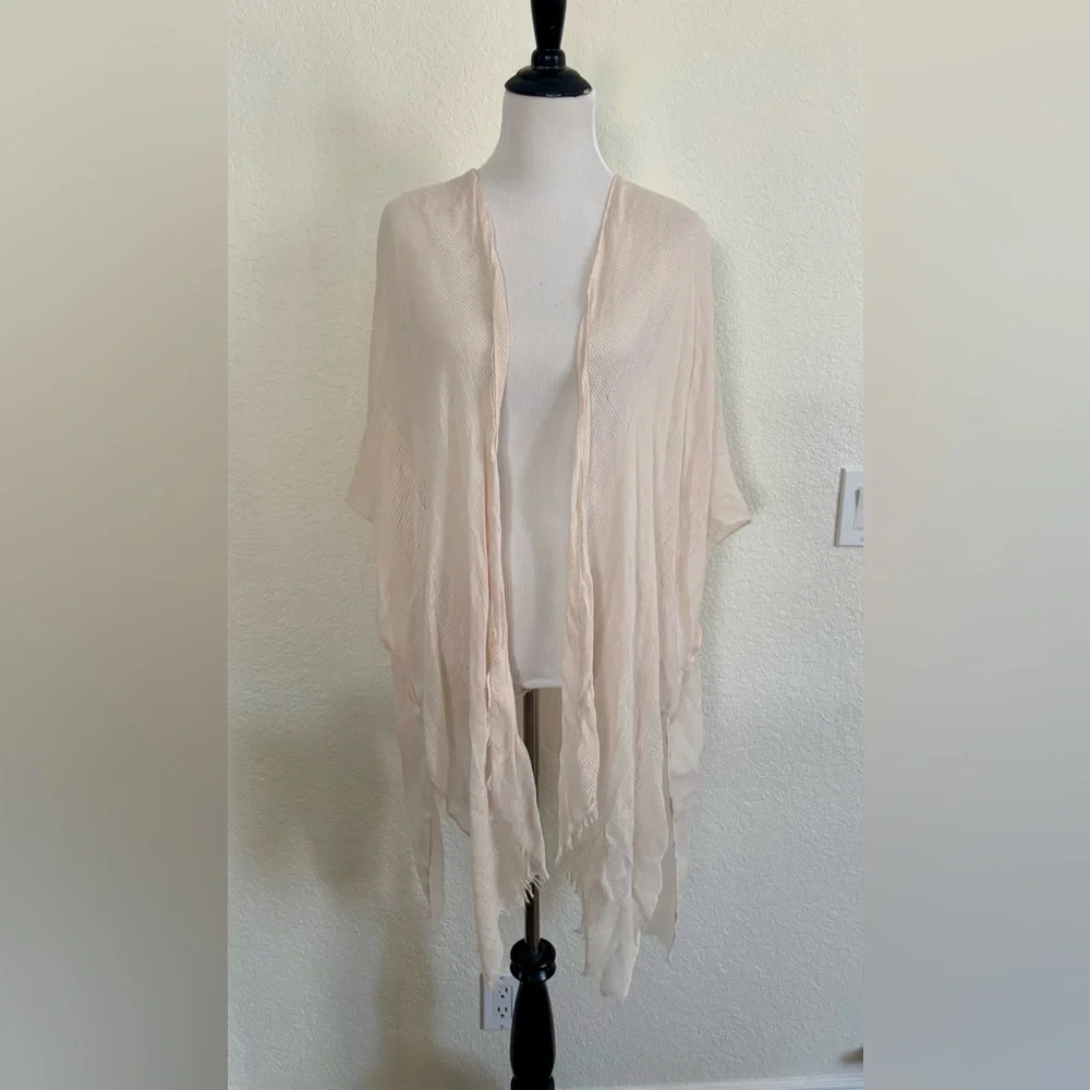 Sonoma Kimono Wrap O/S White Swan Mesh Knit Handkerchief Hem WSN21LP11